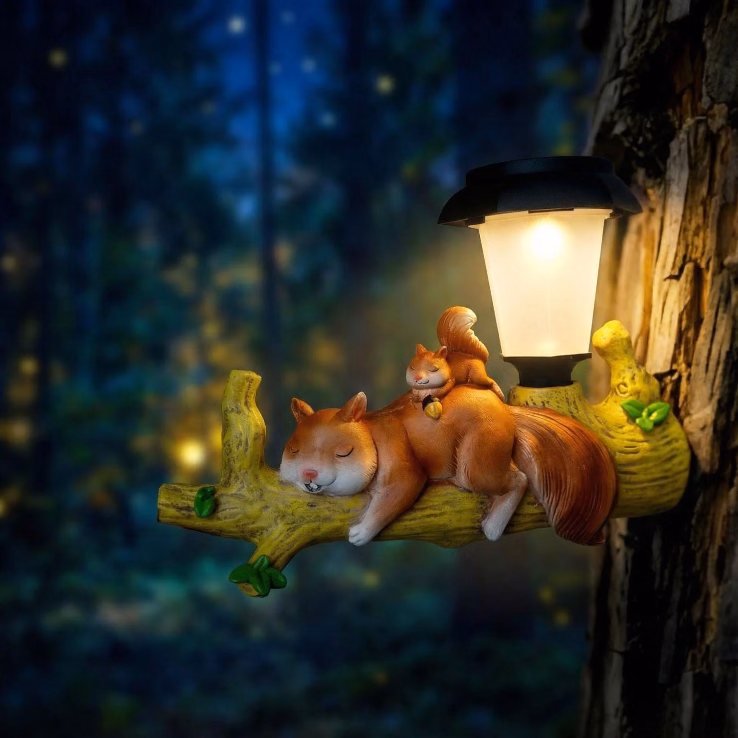 Figura LED solare a forma di scoiattolo, da appendere, con luci LED bianco caldo, dimensioni 25 x 6 x 19 cm, confezione singola [11421]
