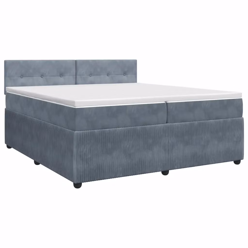 Letto box spring con materasso ibrido vidaXL in tessuto grigio e bianco L/P: 200 x 200 cm – 2