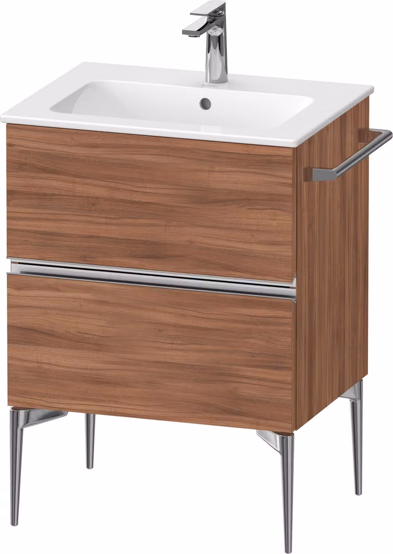 Duravit Sivida bâti-support pour lavabo, 2 tiroirs, poignée profilée chromée, 610x477x591mm, pour ME by Starck, SV4643010790000, SV4643010790000