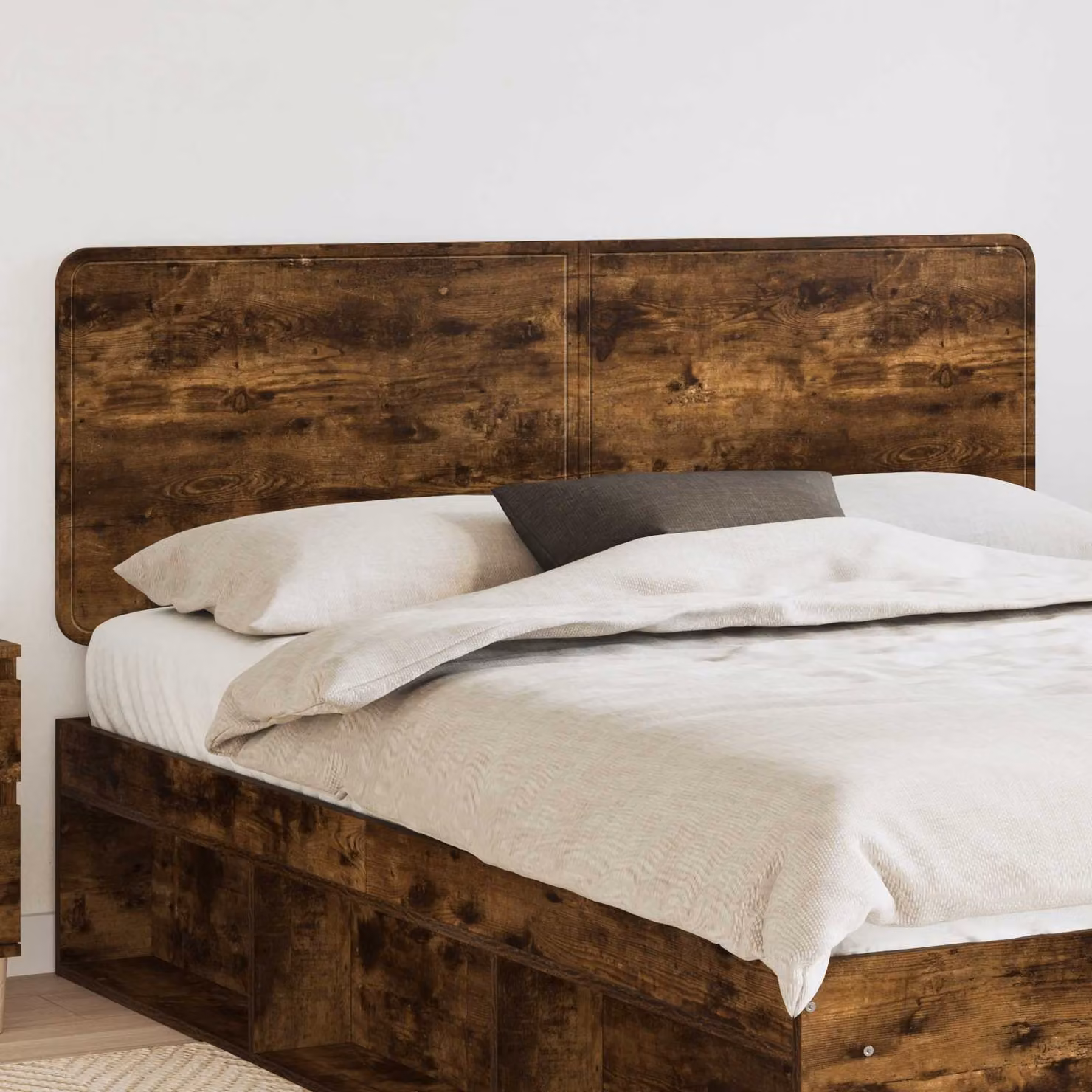 Testiera per letto moderna vidaXL in legno ingegnerizzato rovere fumo marrone