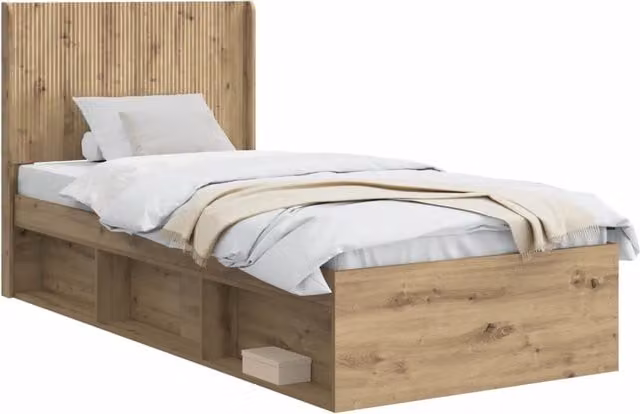 Letto singolo | Letto per adulti | Struttura del letto con stoccaggio e testata Rovere Artigianale