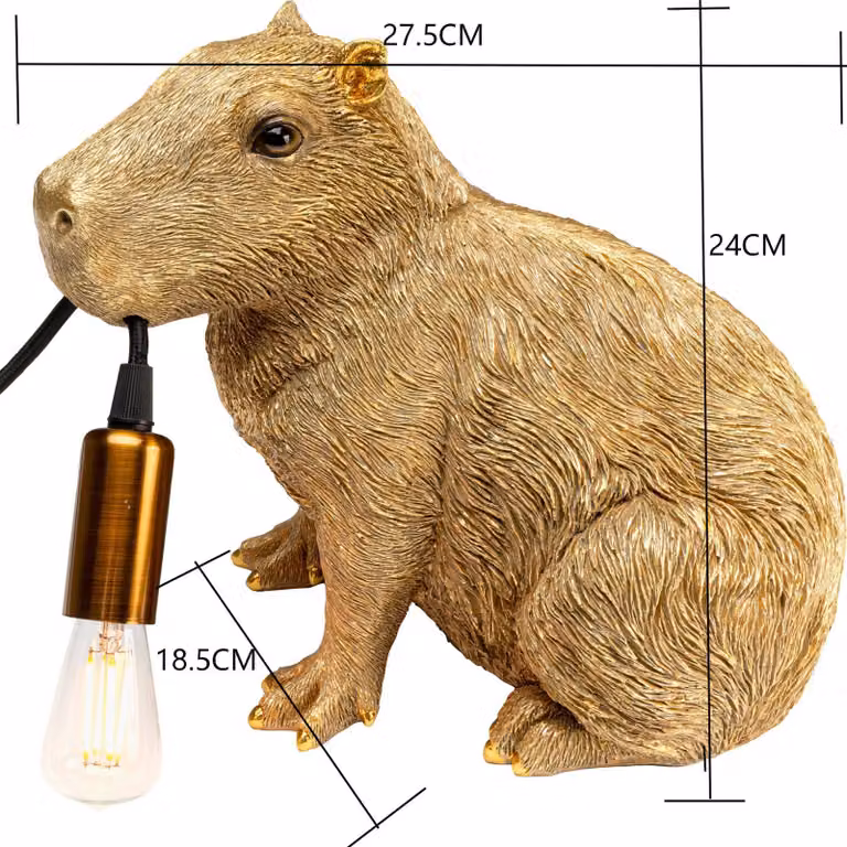 KARE Lampada da tavolo Animal Capybara, Ottone / Oro, Soggiorno / Sala da pranzo, Plastica, Moderno, Lampada da tavolo