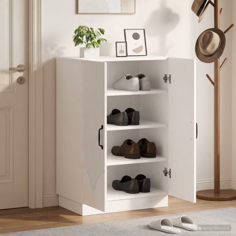 Mobile porta scarpe HOORN vidaXL Bianco L: 59,5 cm, P: 39,5 cm, H: 87 cm