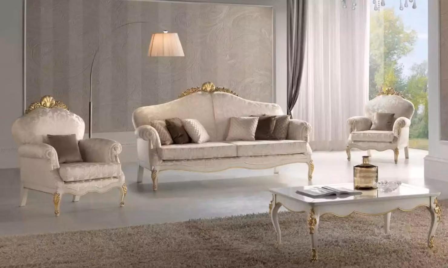 Komplett Set 4tlg Wohnzimmer Sofagarnitur 3 Sitzer Sessel Gruppe