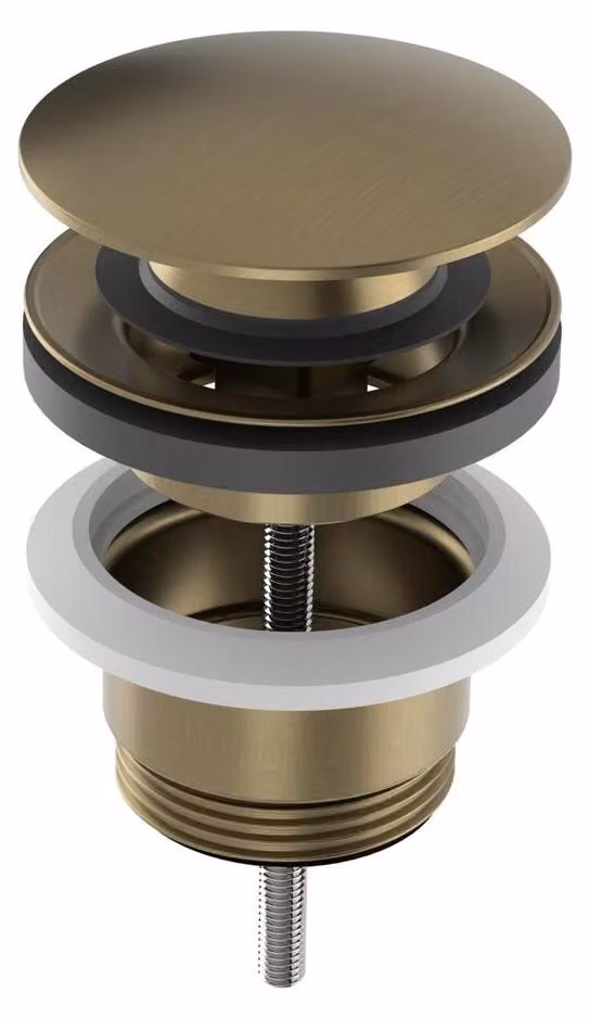 Set di rifiuti 5/4", click-clack, tappo grande, 10-65 mm, oro opaco