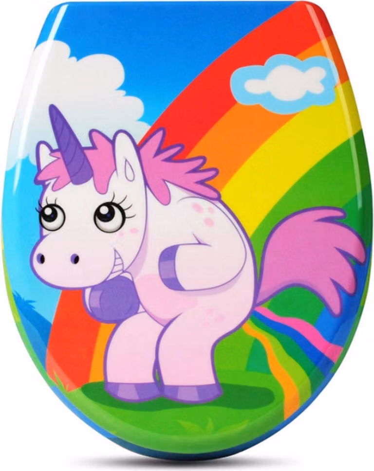 Sedile per WC - Antibatterico - Chiusura morbida - Universale - Stampa pony