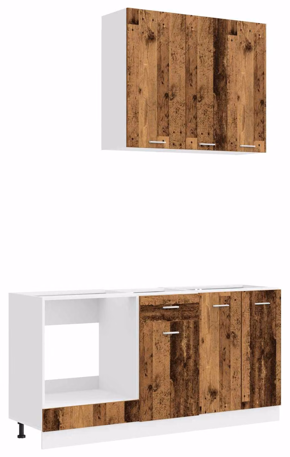 Set da cucina LYON, composto da 5 elementi, realizzato in legno massello riciclato e materiale composito