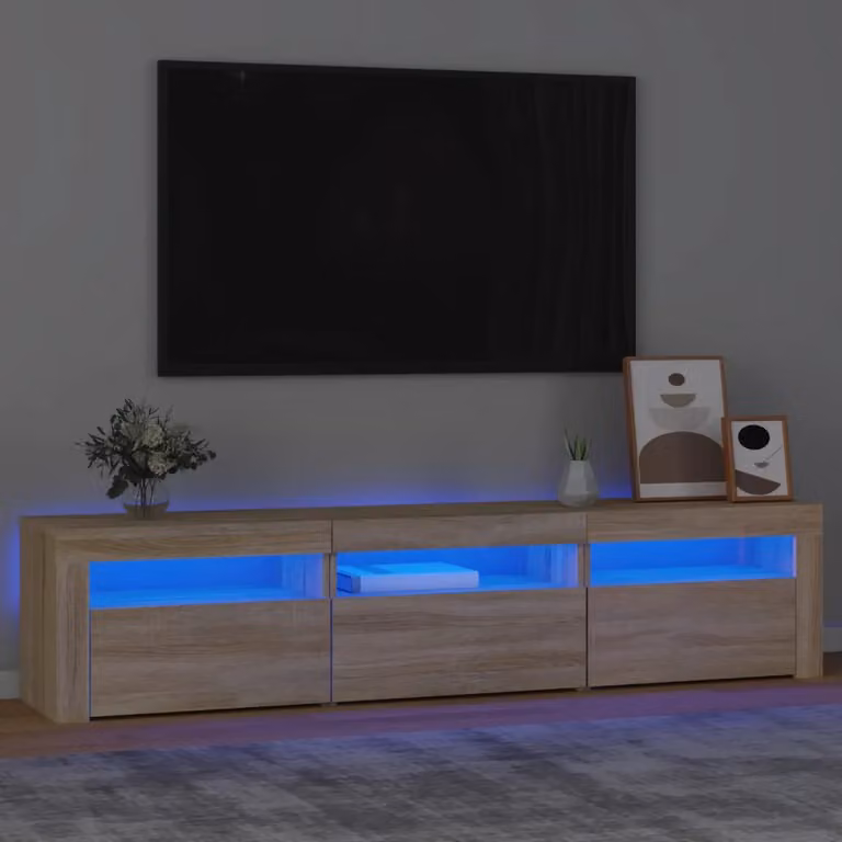 vidaXL Mobile Porta TV con Luci LED integrate in Rovere Sonoma, L 180 cm x P 35 cm x H 40 cm