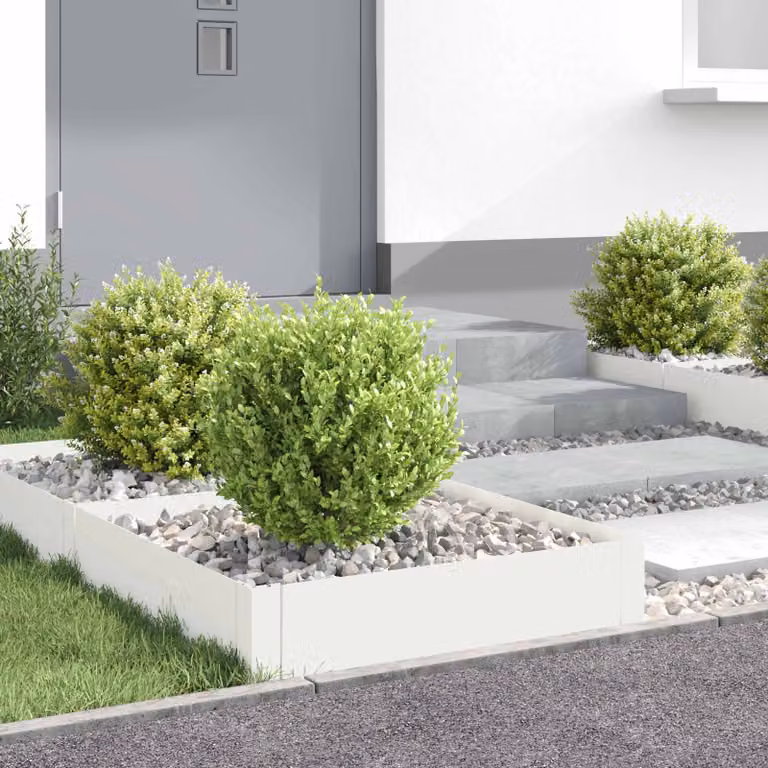 Set di 4 bordure per prato vidaXL in acciaio bianco, L/P/H: 60 x 60 x 20 cm