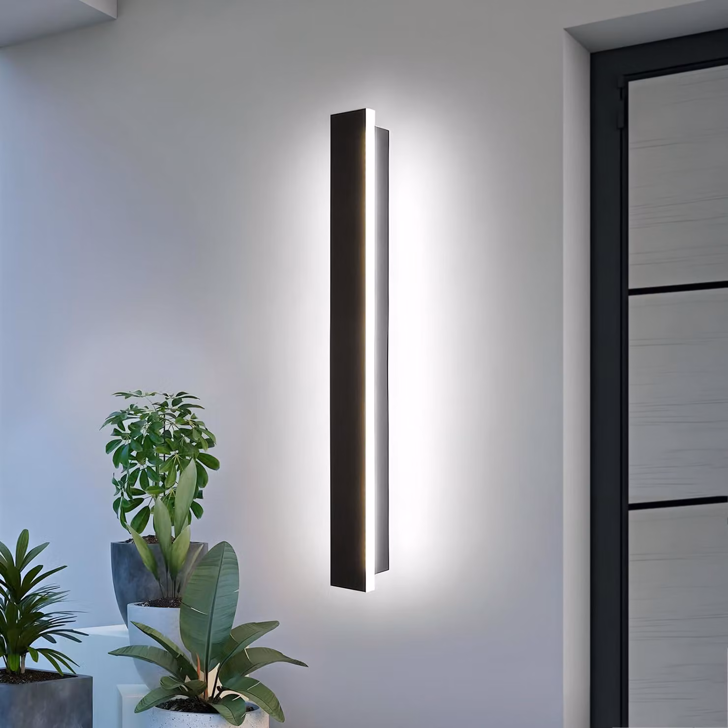 Lampada a LED da parete, 60 cm, 12W, grado di protezione IP65, luce bianca fredda (6000K), colore nero