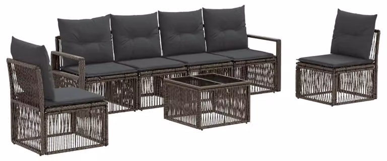 Set Divano da Giardino 7 pcs Grigio polyrattan