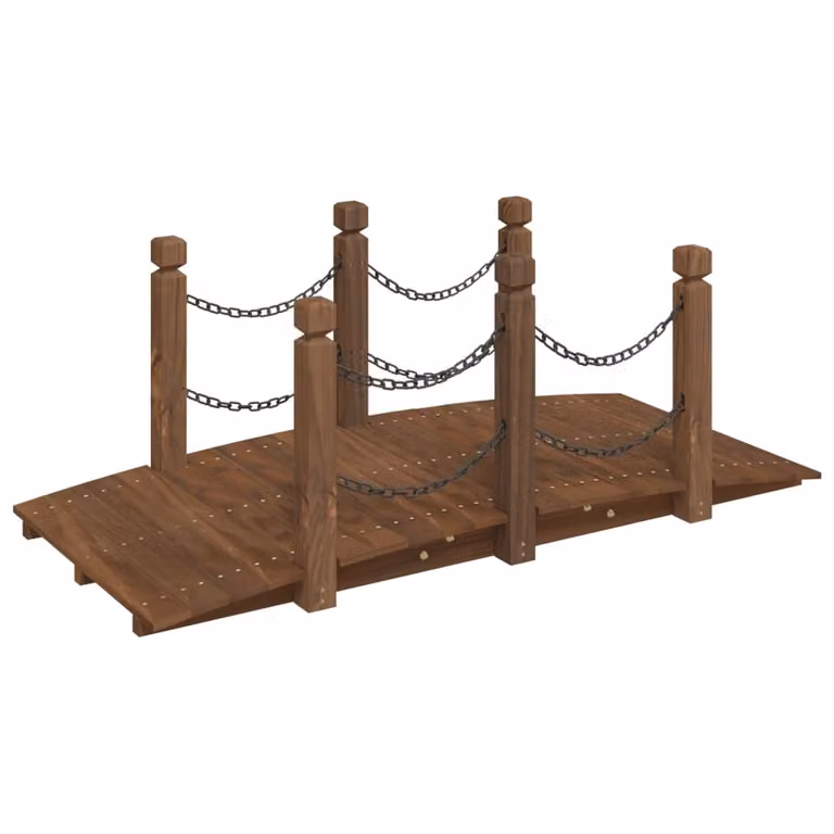 Ponte da giardino con ringhiera a catena 150x67x56 cm in legno massiccio di abete rosso