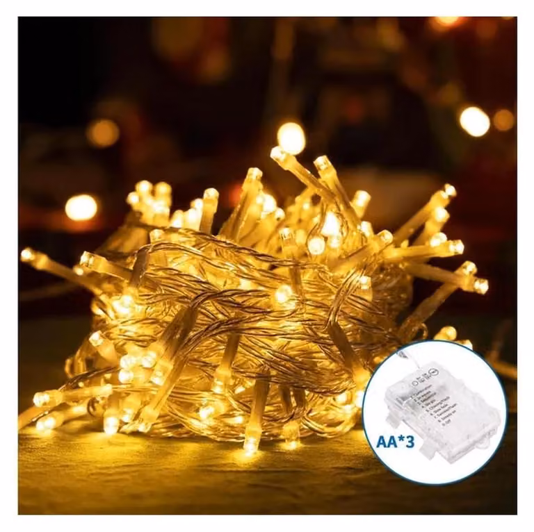 Catena luminosa a LED, 3 metri, luce bianco caldo, alimentazione a batteria (AA)