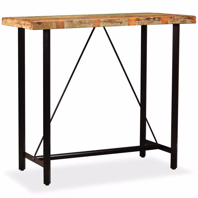 The Living Store Tavolo da bar in legno massiccio antico 120x60x107 cm