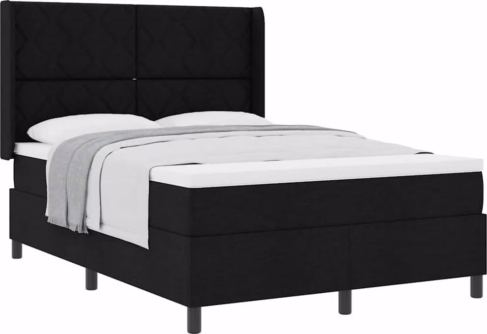 Letto a molle con materasso nero 140 x 200 cm in tessuto
