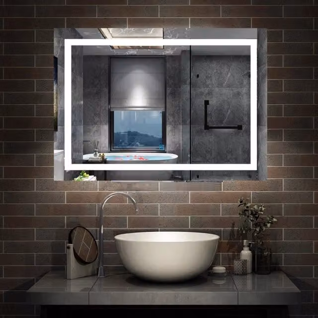 Specchio da bagno Aica con LED dimmerabile a 3 colori, funzione antiappannamento e touch switch, L: 70 cm, H: 50 cm