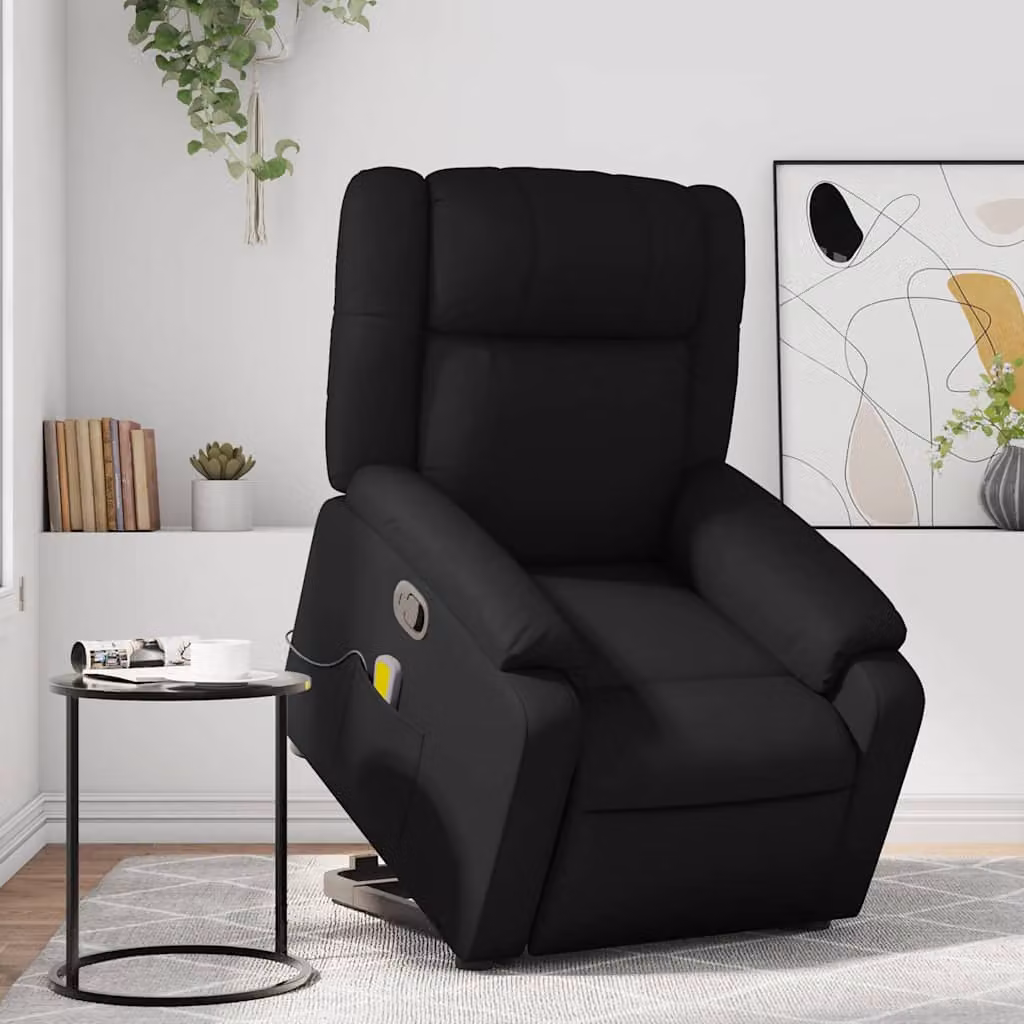 vidaXL Poltrona Alzapersona Reclinabile con Assistenza Elettrica in Similpelle Nera – 1
