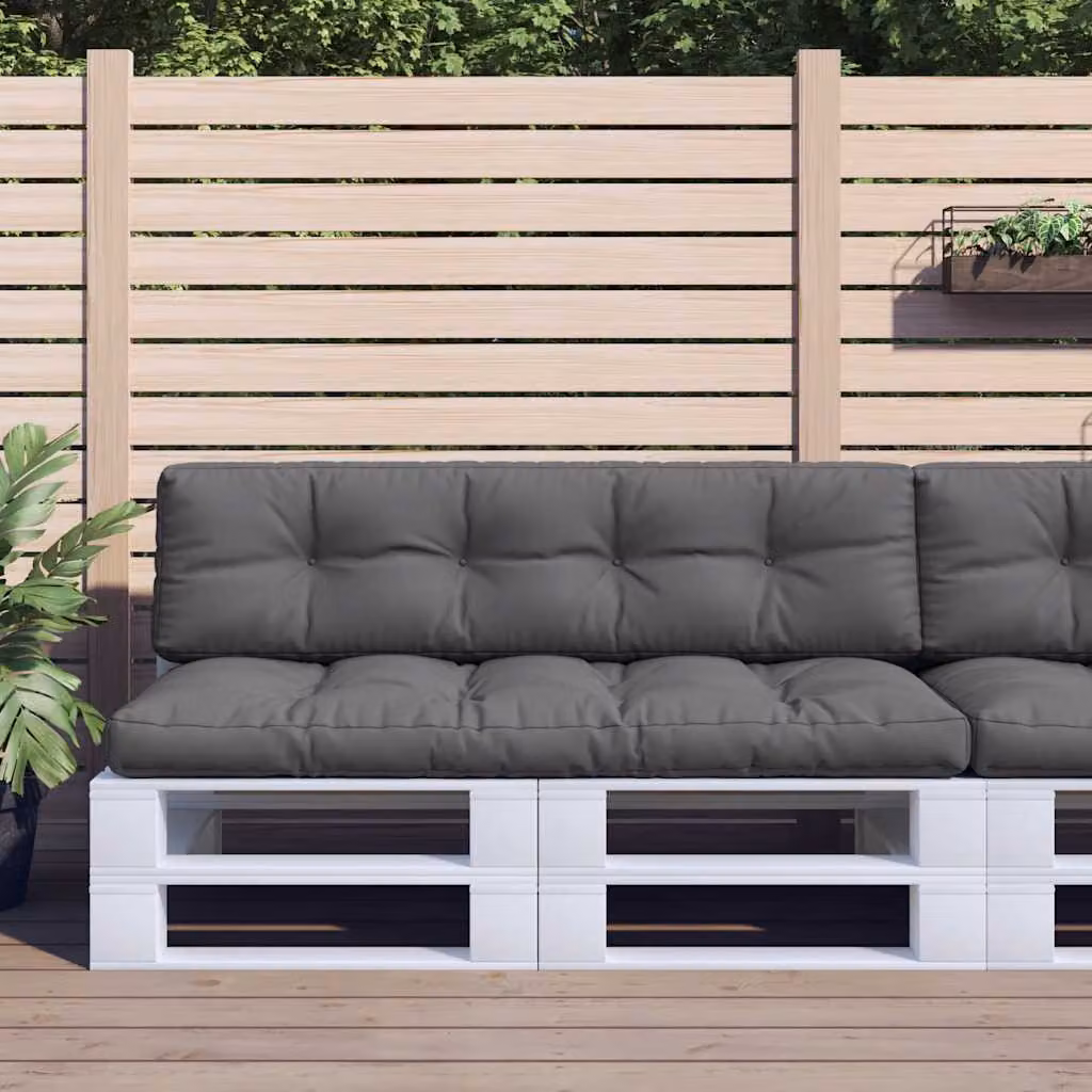 Set di 2 cuscini per pallet vidaXL in poliestere colore antracite, impermeabili e resistenti ai raggi UV, L/P/H: 150 x 150 x 12 cm