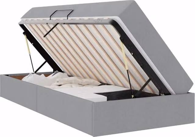 Letto singolo | Letto per adulti | Letto con contenitore e materasso Grigio chiaro 100 x 200 cm