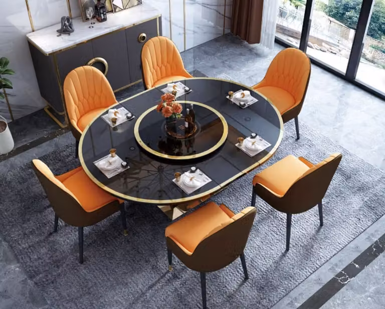 Designer Tisch Esszimmertisch Oval Glas Rund Tische Moderner Ausziehbarer