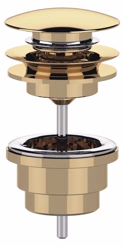 Set di rifiuti 5/4", click-clack, tappo grande, 10-65 mm, oro