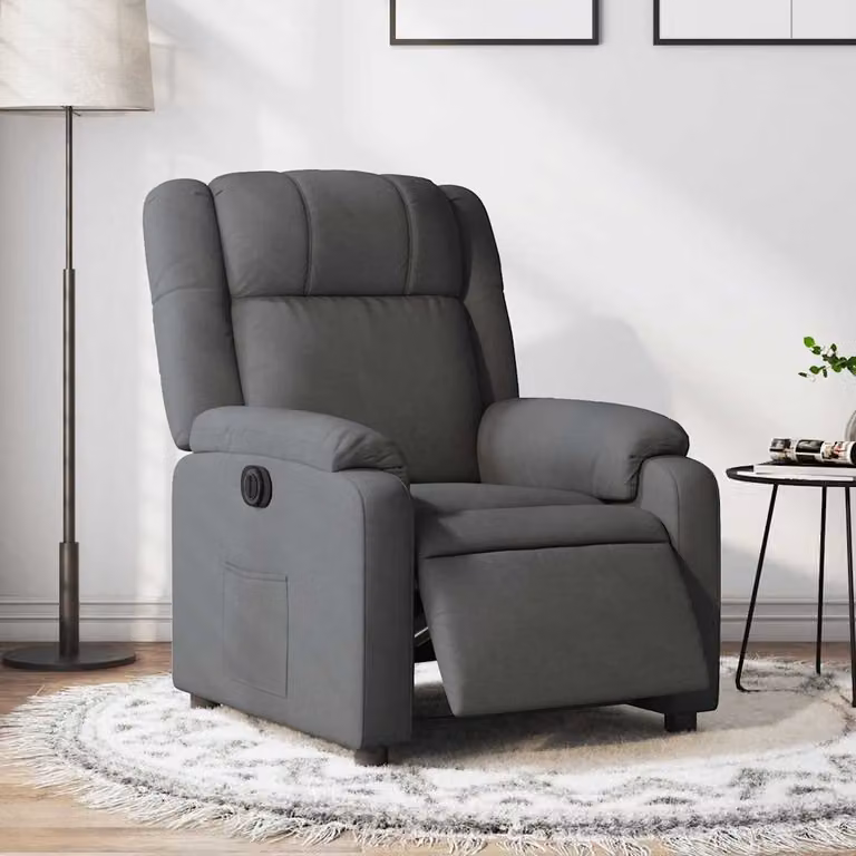 vidaXL Poltrona Elettrica Reclinabile in Tessuto Grigio con Braccioli e Funzione Auto-Return