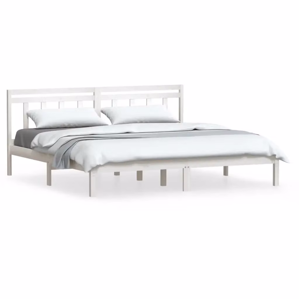 Letto con giroletto bianco in legno massello di pino stile rustico vidaXL L/P: 160 x 200 cm – 2
