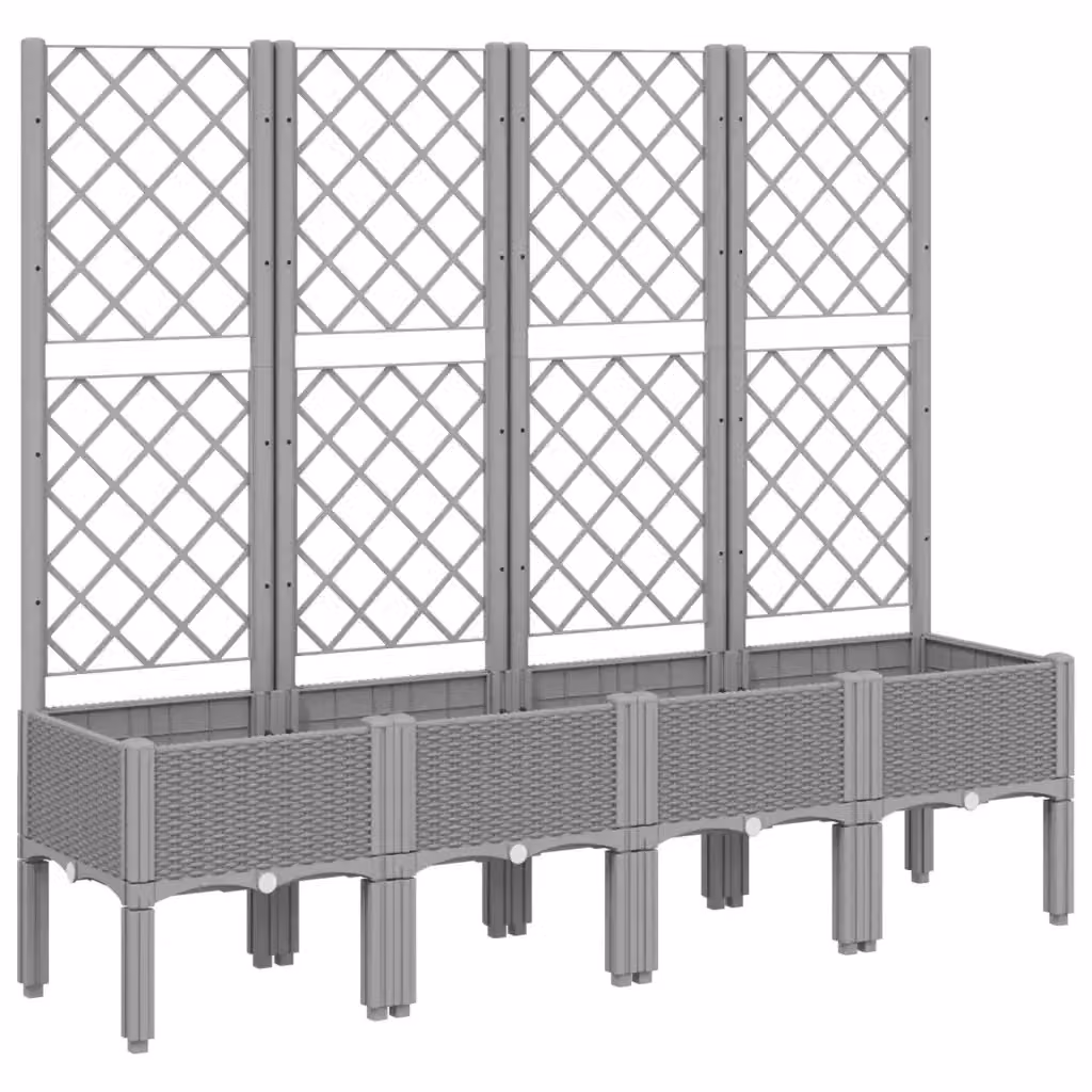 Fioriera da giardino con traliccio per piante rampicanti Design Mania, colore grigio chiaro, L: 160 cm, P: 40 cm, H: 142 cm – 2