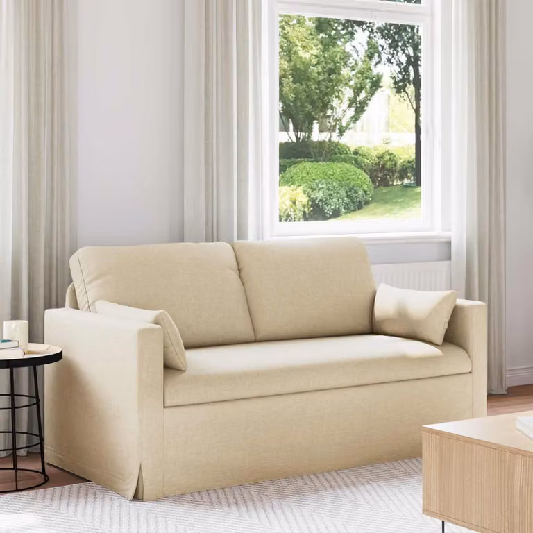 Divano vidaXL in tessuto beige con struttura in metallo e coperture rimovibili L: 158 cm, P: 78 cm, H: 80 cm