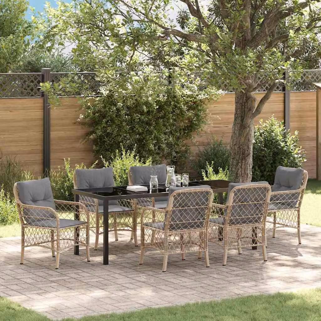 Maison Exclusive - Set da giardino per esterni, 7 pezzi, rattan sintetico beige