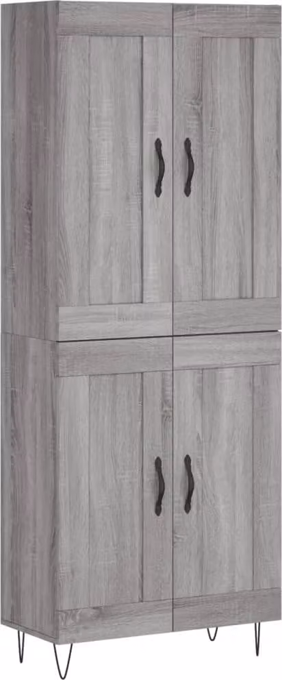 Credenza Grigio Sonoma 69,5x34x180 cm in Legno Multistrato