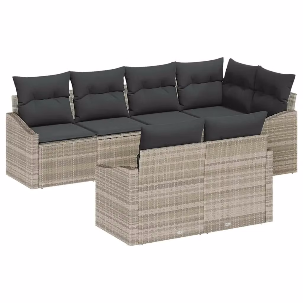Set di divani da giardino vidaXL a forma di U in rattan grigio con cuscini inclusi – 2