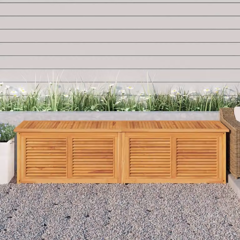 The Living Store cassetta da giardino con borsa 200x50x53 cm in legno massiccio teak