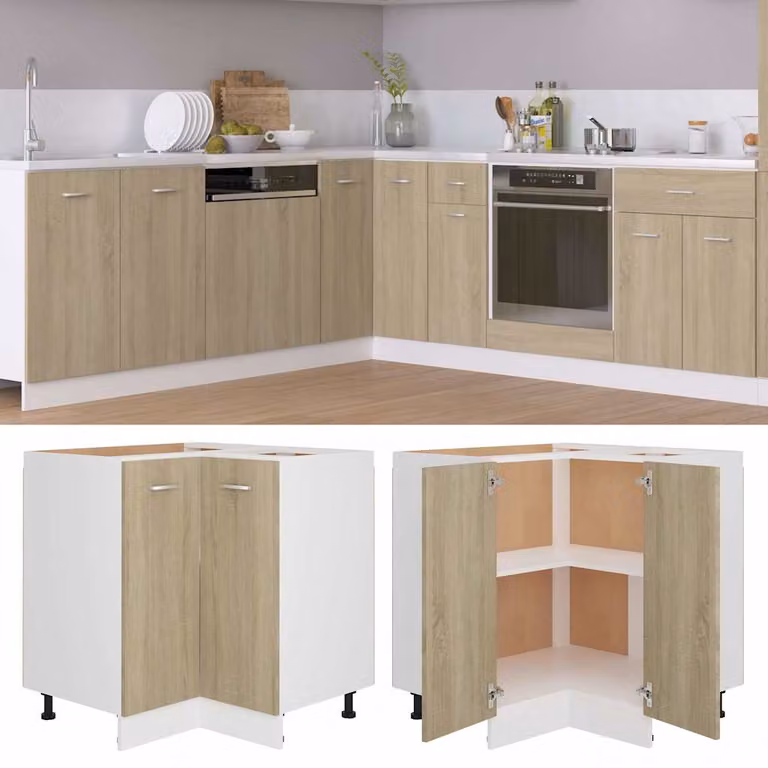 Mobile Angolare Lyon vidaXL in Rovere Sonoma Marrone L: 75,5 cm, P: 75,5 cm, H: 81,5 cm