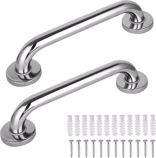 Maniglie di sicurezza per bagno e WC, antiscivolo, 40 cm, acciaio inossidabile, set da 2 pezzi