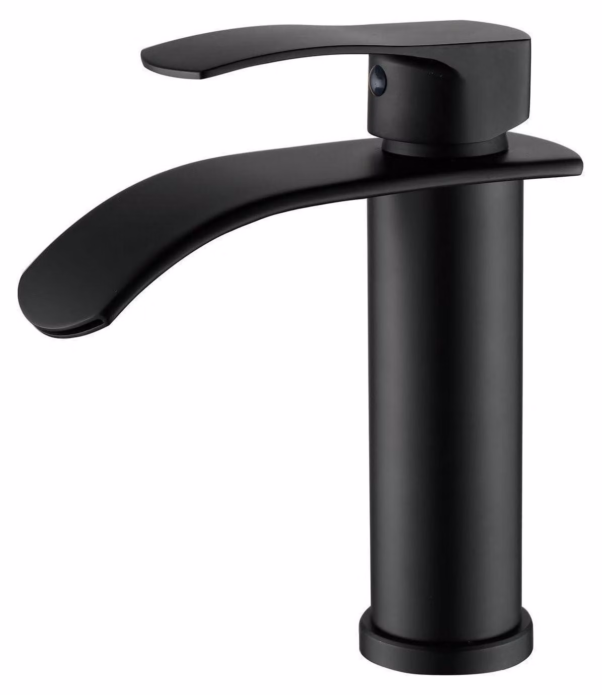 Miscelatore monocomando a cascata, nero, moderno, da montaggio a foro singolo, attacco G3/8", per acqua fredda e calda, modello compatto
