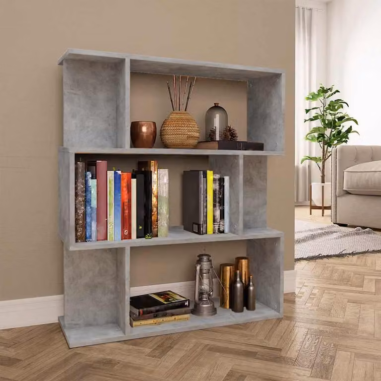 Libreria/Divisorio vidaXL Grigio Cemento in Legno Ingegnerizzato L: 80 cm, P: 24 cm, H: 96 cm