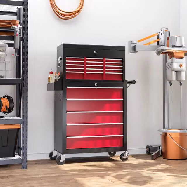 Carrello portautensili REDOM in acciaio rosso, con ruote e chiusura di sicurezza, L: 71,5 cm, P: 40 cm, H: 84 cm