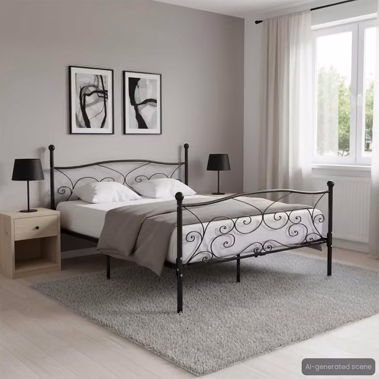 Maison Exclusive - Letto con rete a doghe in metallo nero 180 × 200 cm