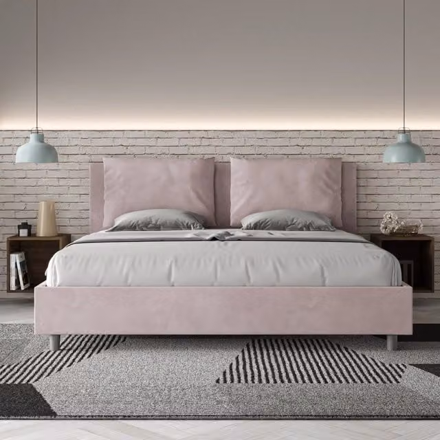 Letto matrimoniale king size con contenitore imbottito in microfibra Ityhome L/P: 190 x 190 cm, colore glicine