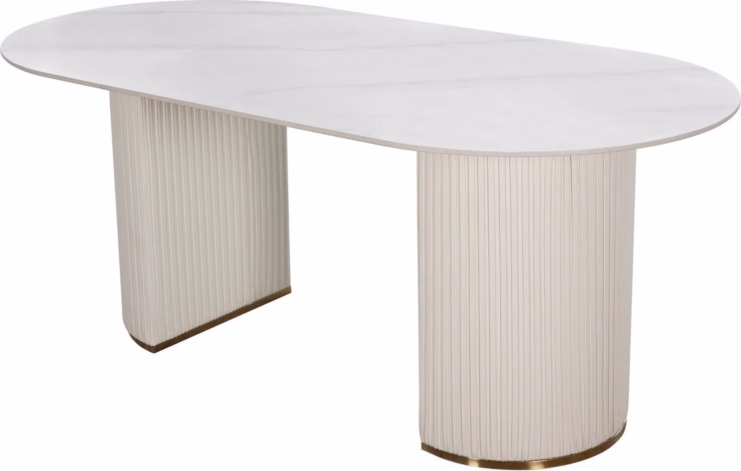 FURNLUX Tavolo da pranzo Modig Marble White And Cream White And Gold 180cm / Colore principale: Bianco / Dimensioni: 180 x 75 x 90 cm