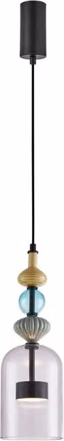 Lampada a sospensione moderna Milagro Arte LED multicolor con finitura nera e vetro