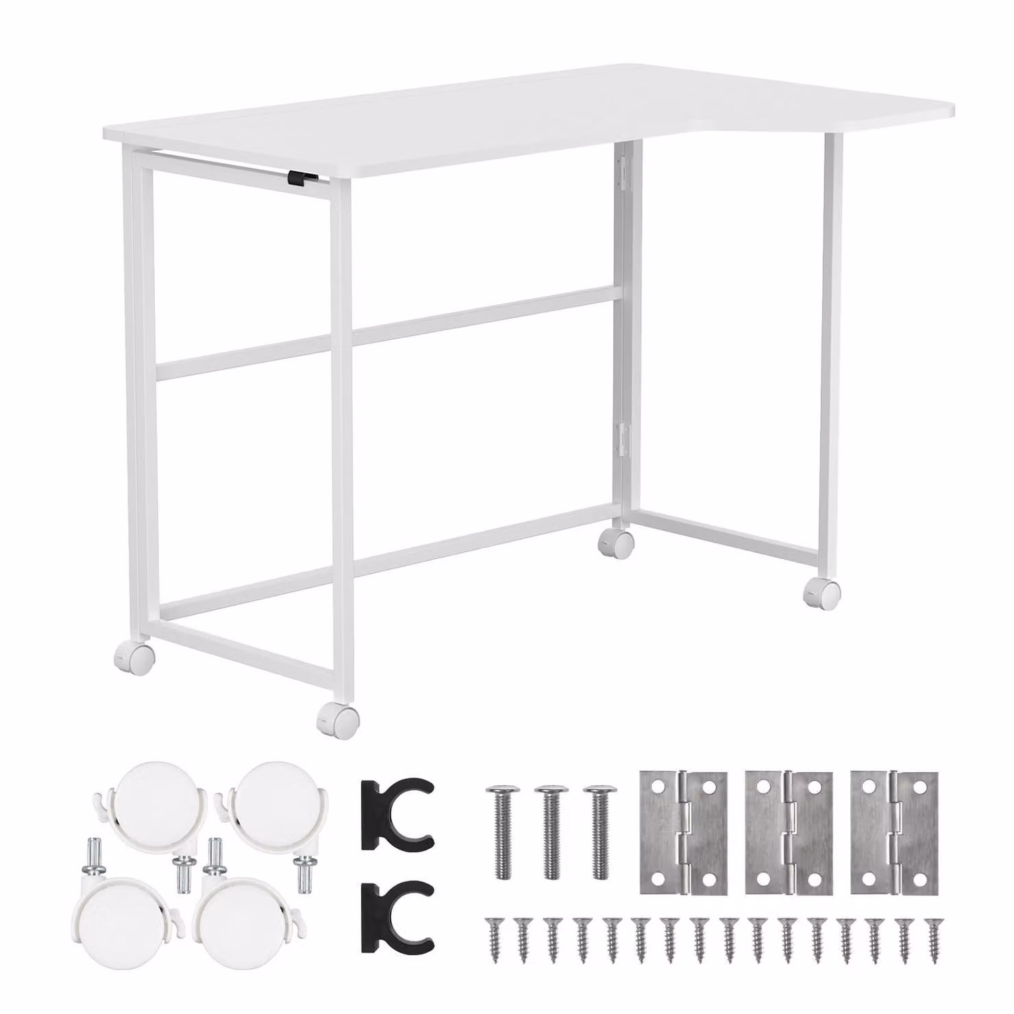 Scrivania pieghevole "Maclean" bianca, mobile, dimensioni 100 x 65 cm, portata massima 50 kg, forma rettangolare, modello MC-1250