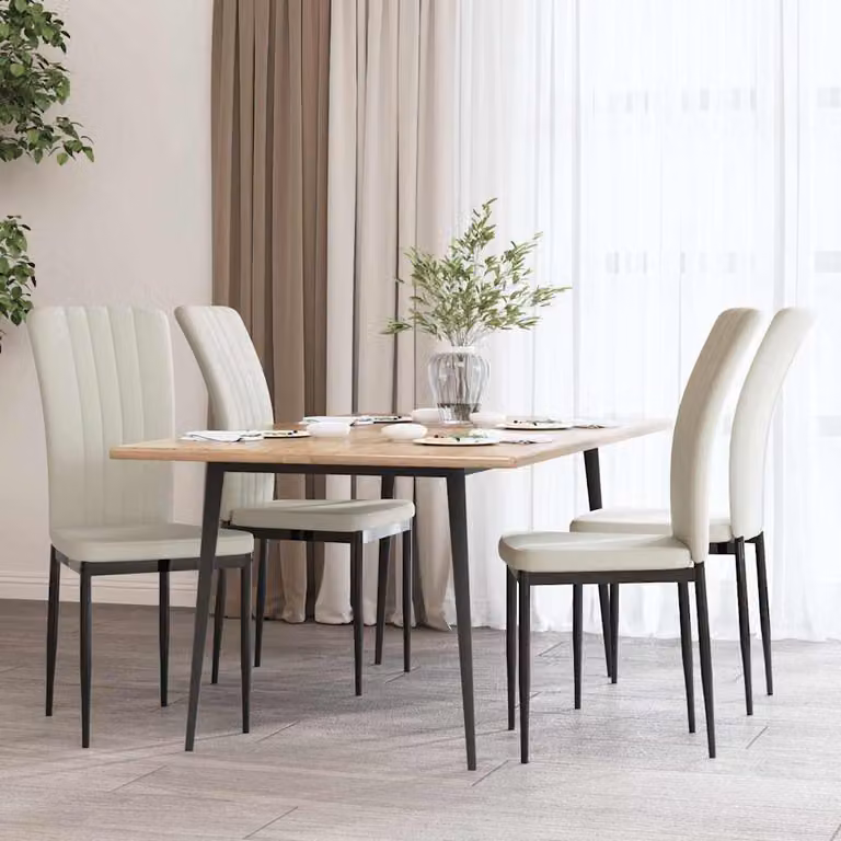 Set di 4 sedie da pranzo vidaXL in velluto beige per soggiorno e cucina