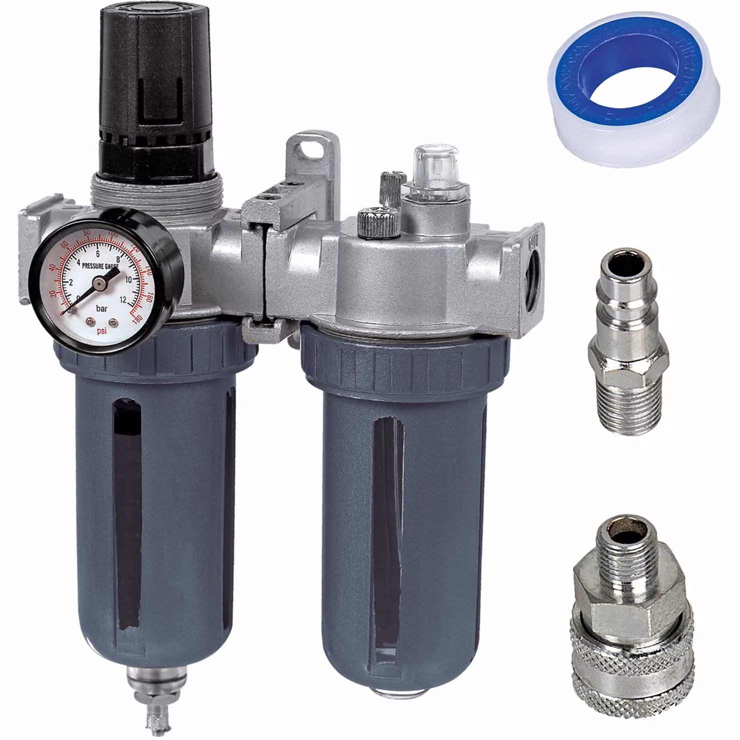 Unità di manutenzione dell'aria compressa Manometro per aria compressa Regolatore di pressione 1/4" 10 bar