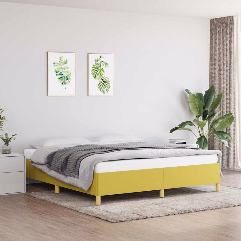Struttura Letto con Rete a Doghe Curve vidaXL in Tessuto Verde e Giallo L: 180 cm, P: 200 cm, H: 35 cm