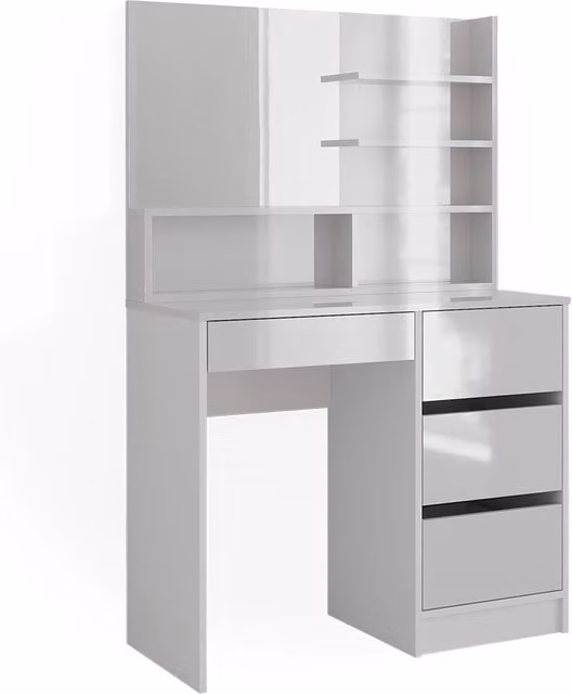 Tavolo da toeletta Sherry Bianco 90 cm con ripiano a specchio Vicco