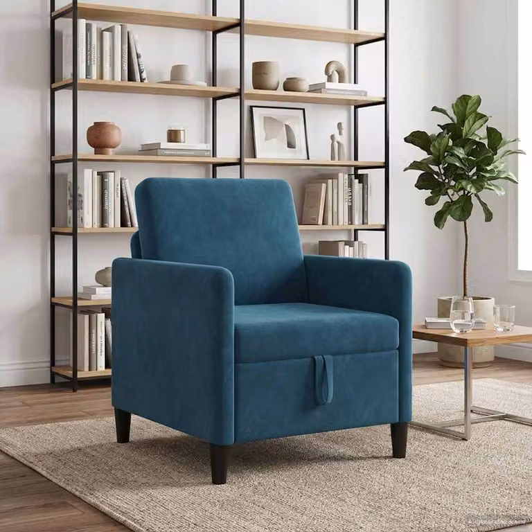 Divano con contenitore blu vidaXL in poliestere L: 72 cm, P: 78 cm, H: 87 cm