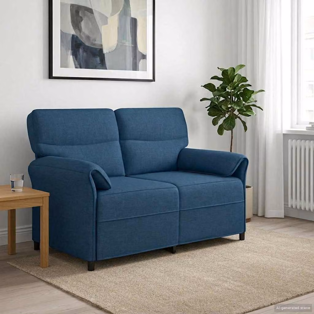 Divano moderno vidaXL in tessuto con struttura in metallo per soggiorno, disponibile in nero o blu