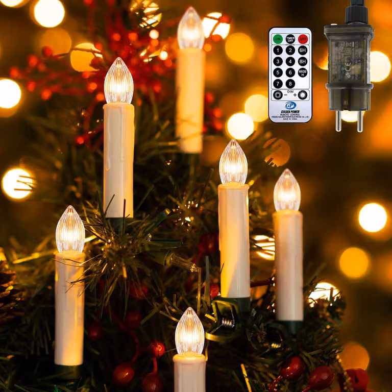 30 luci a LED a forma di candela per l'albero di Natale, con telecomando